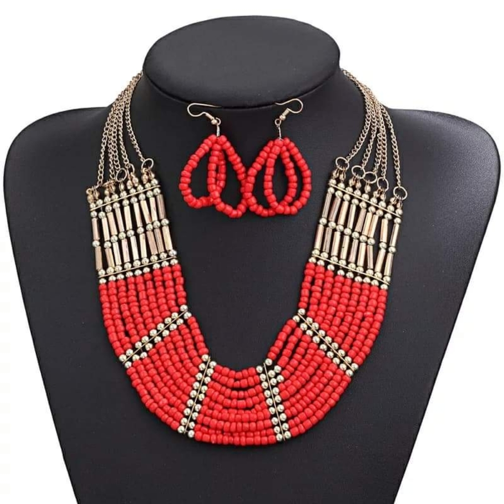 Vintage beaded multilayer Jewelry set